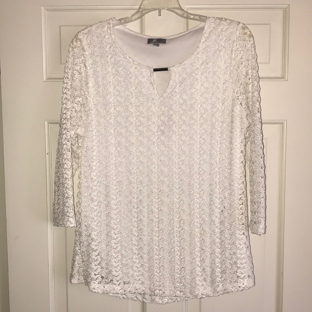 JM Collection Lace overlayer blouse